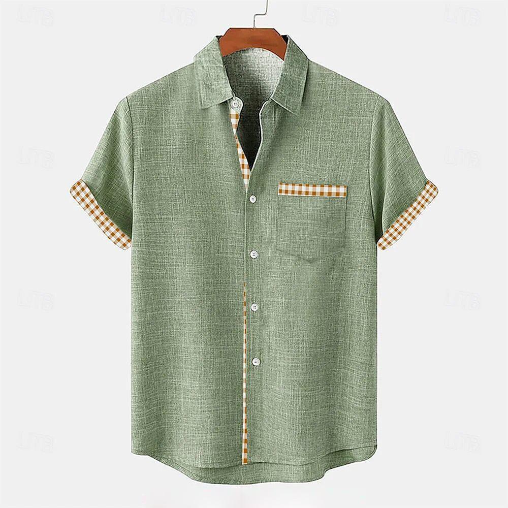Men's Ethnic Style 3D Printed Shirt Hawaiian Casual Vacation Men's Short-sleeved Lapel Pocket Shirt High Quality Men's