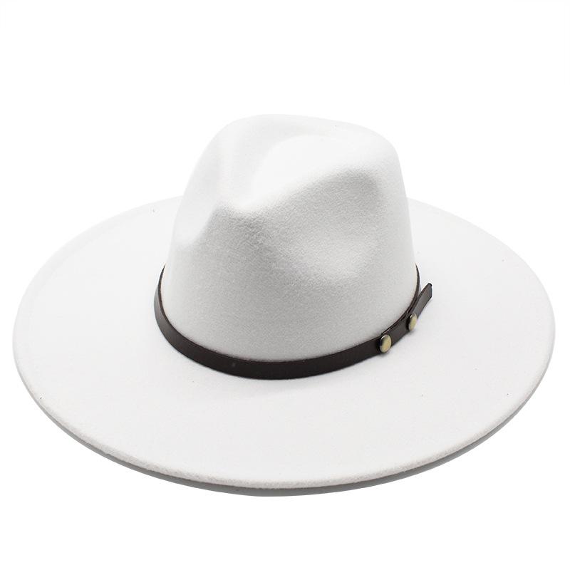 Wool Big-Brimmed Jazz Top Hat For Men And Women, Casual Concave Shape Big-Edged Jazz Hat 9.5Cm