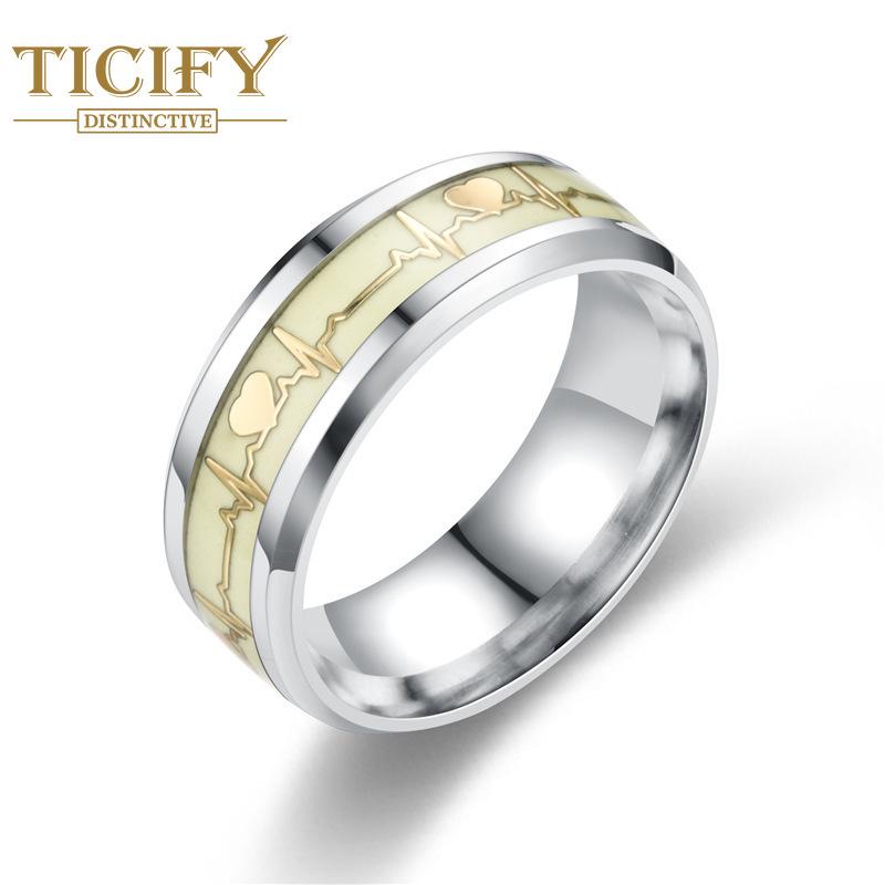 Hjerteformet titanstålring Dame Lysende Elektrisk Elektrisk kart Parringer Herremote Håndsmykker