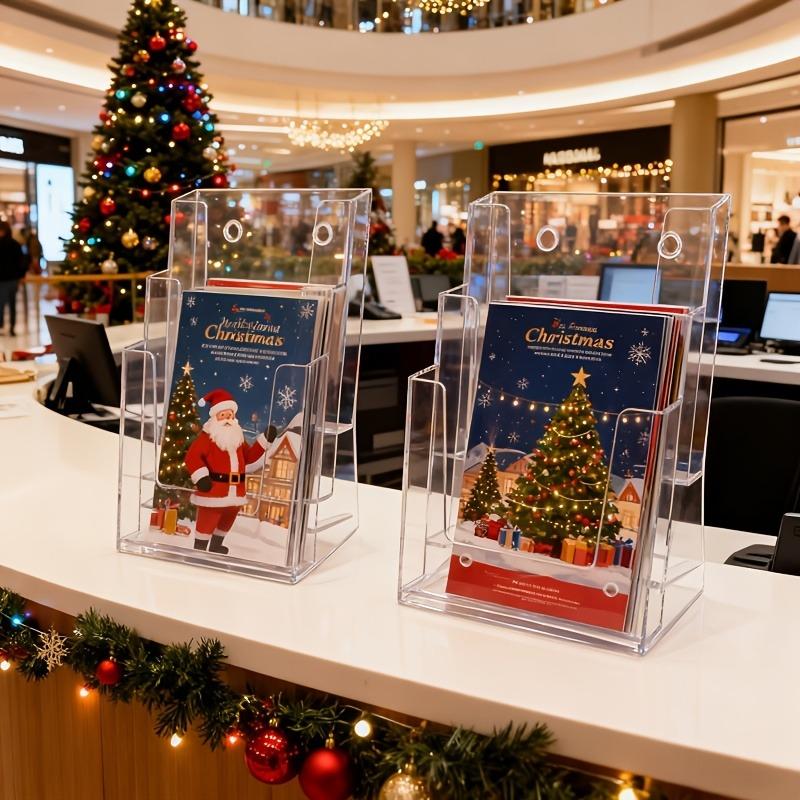 2pcs 3-Tier Acrylic Brochure Holder Transparent Multifunctional Literature Rack Suitable for Home or Office Desktop or Wall Use