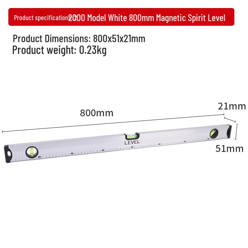 High-Precision Magnetic Spirit Level - Cast Aluminum, Strong Magnet, Multiple Specifications, Professional Measuring Tool for Home Use.