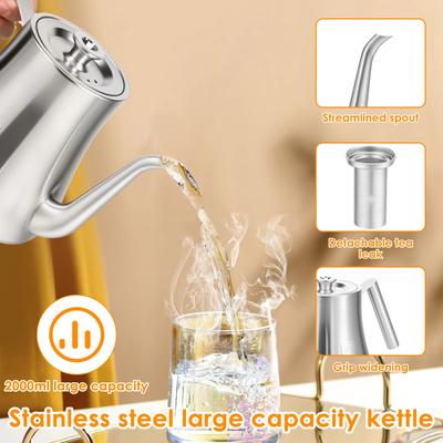 Théière 2L en Acier Inoxydable avec Infuseur Amovible Grande Capacité Bouilloire à Eau Froide Récipient pour Assaisonnements Liquides Service à Thé de Cuisine