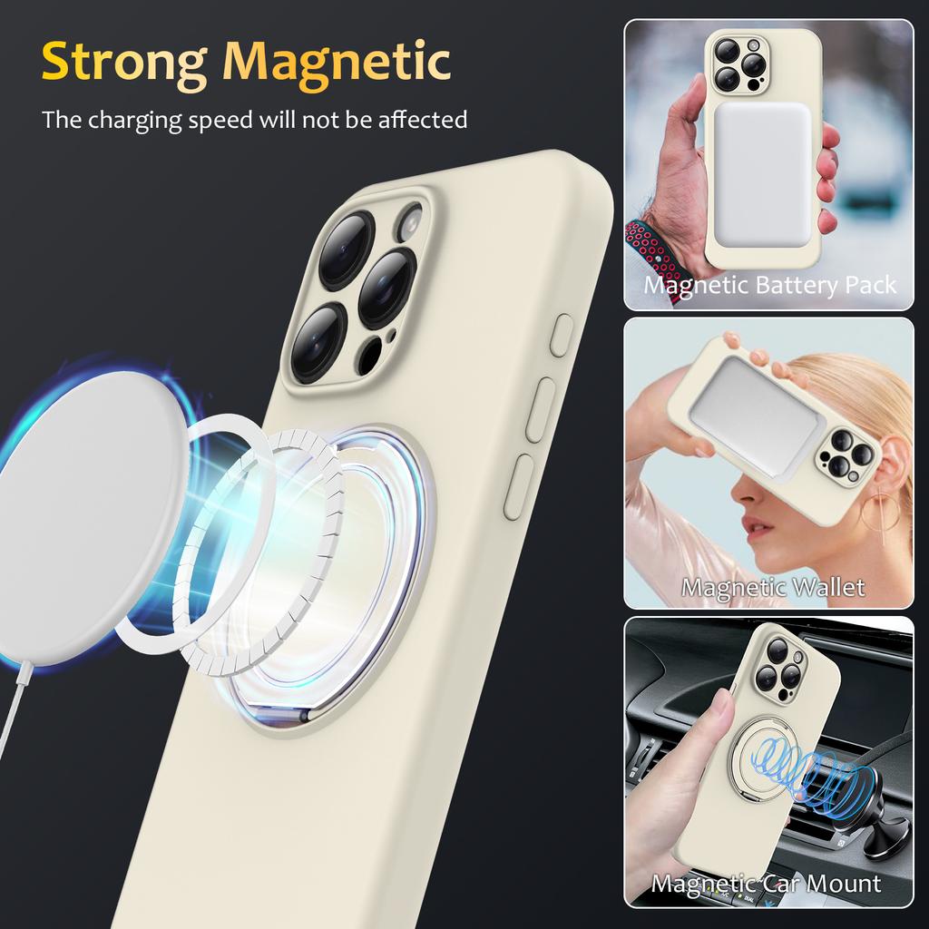 For iPhone 14 Pro Max Case Compatible with MagSafe Rotating Metal Kickstand PC+Silicone Phone Cover