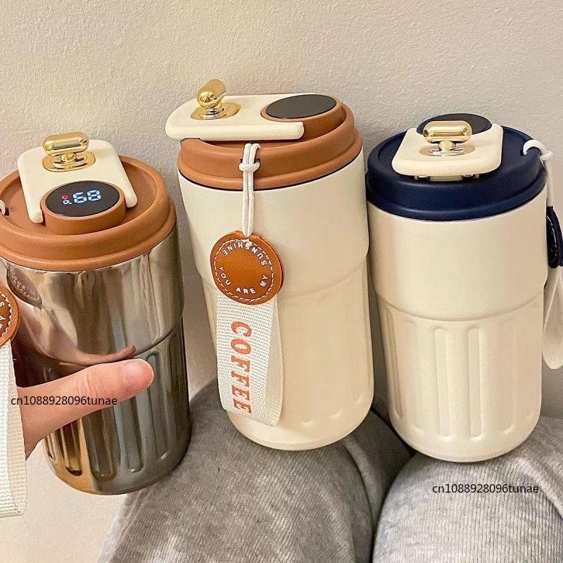 Intelligente digitale LED-Temperaturanzeige Kaffeetasse Edelstahl Thermoflasche Hält Kalt und Warm Thermobecher Sportbecher