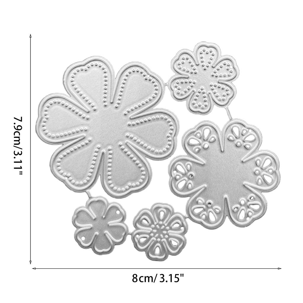 6-Petal Florals 5 In 1 Flowers Embossing Knife Die Metal Cutting Dies for DIY Scrapbook Paper Cards Embossed Decor Craft