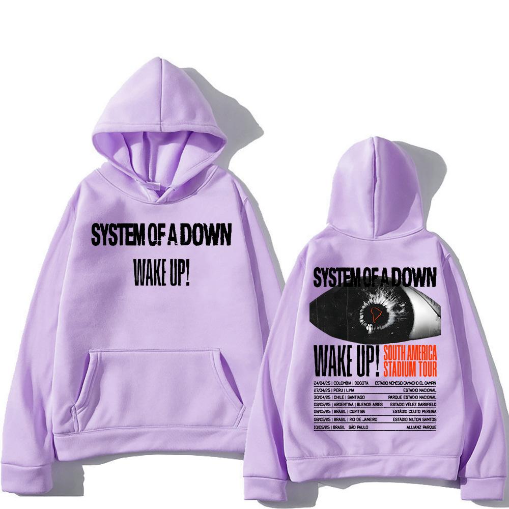 System-of A Down Band Hoodies Wake Up South America Stadium Tour 2025 Pullovers Heavy Metal Trends Sweatshirts Unisex Hoody