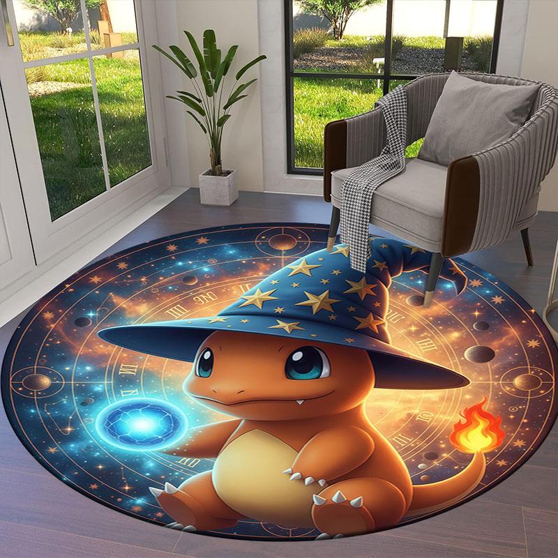 Magischer Filz-Totem Runder Teppich, Teppich für Wohnzimmer Schlafzimmer Sofa Spielzimmer Dekor, Rutschfeste Fußmatte