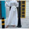 2020 New Lace-up plus Size Solid Color Cardigan Robe Dress
