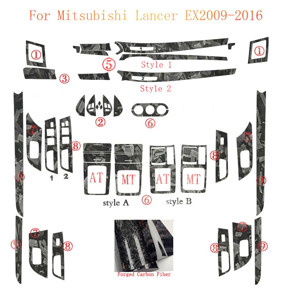 Für Mitsubishi Lancer EX 2009-2016 Innenraum Zentrales Bedienfeld Türgriff Kohlefaser Aufkleber Decals Autostyling Zubehör