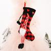 Red Stylish And Gray Checkered Heart Christmas Stockings For Elegant Decor Holiday
