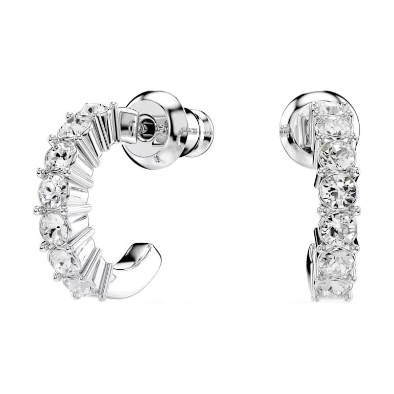 

Swarovski Mini Hoop Solid Design Rhodium Plated Imitation Crystal Earrings Women earrings Silver 5717567 Box (Random Color)