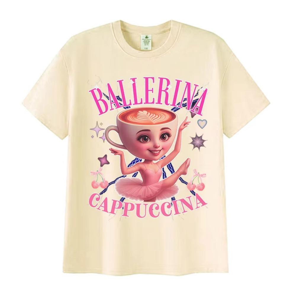 Ballerina Capucina Funny Graphic T Shirt Men's Women Coffee Lover Gift Short Sleeve T Shirts Fashion High Quality Cotton T-shirt