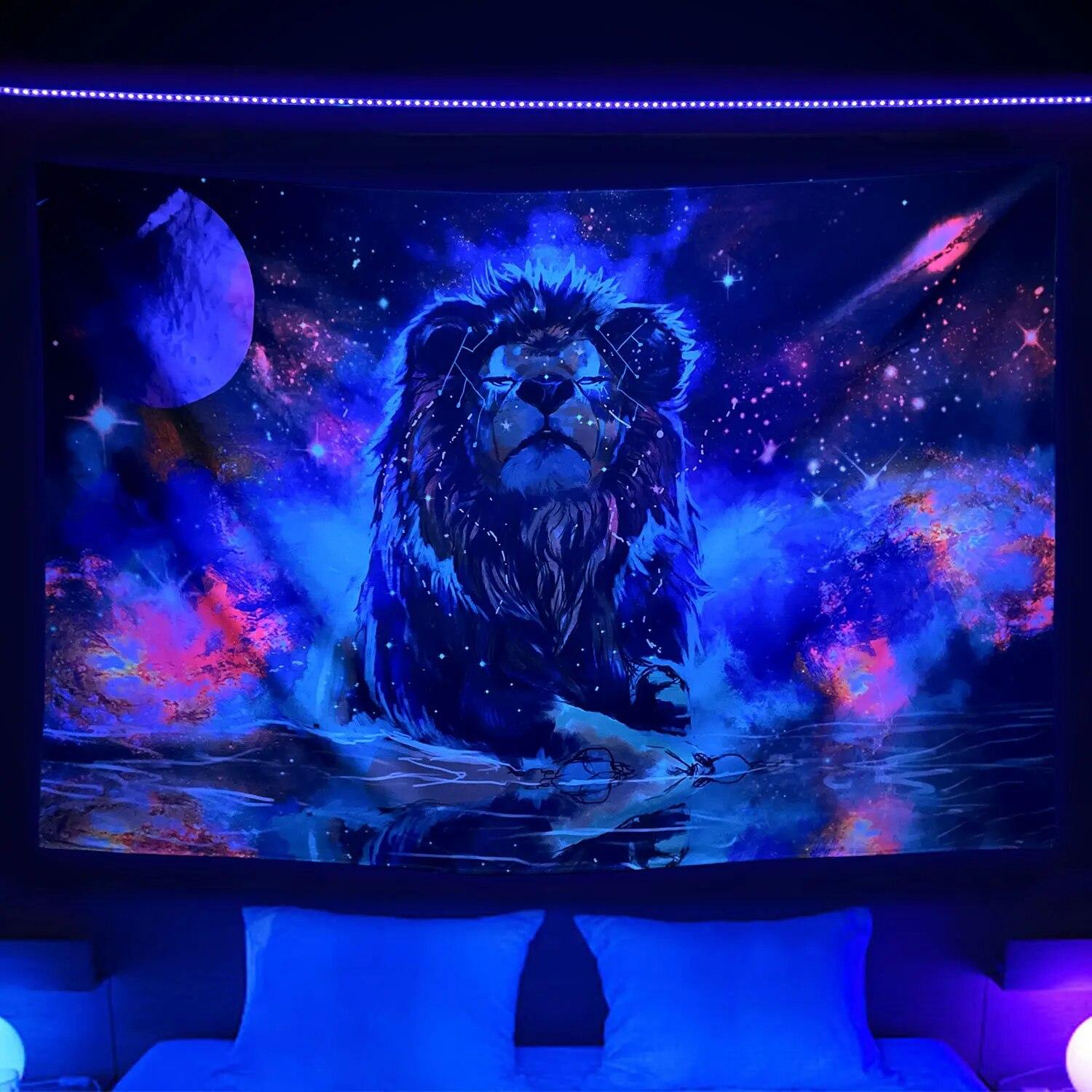 

Флуоресцентный гобелен, японское аниме, неоновая лампа в стиле панк, флуоресцентное искусство, настенное украшение для гостиной, спальни, общежития 230X150CM