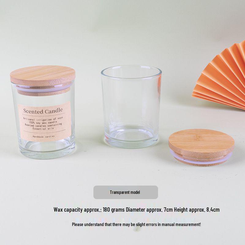 Frosted Matte Glass Cup with Bamboo Lid DIY Aromatherapy Candle Container