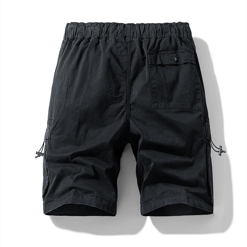 Herren Baumwolle Atmungsaktiv Cargo-Shorts Elastischer Bund Kordelzug Mehrere Taschen Knielang Lässig Arbeitsshorts