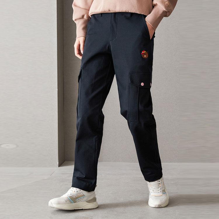 Li Ning X Line Friends Kollaboration Mehrfach-Taschen Lässige Lange Hose Damen Unterteile Schwarz AKXQ546-1