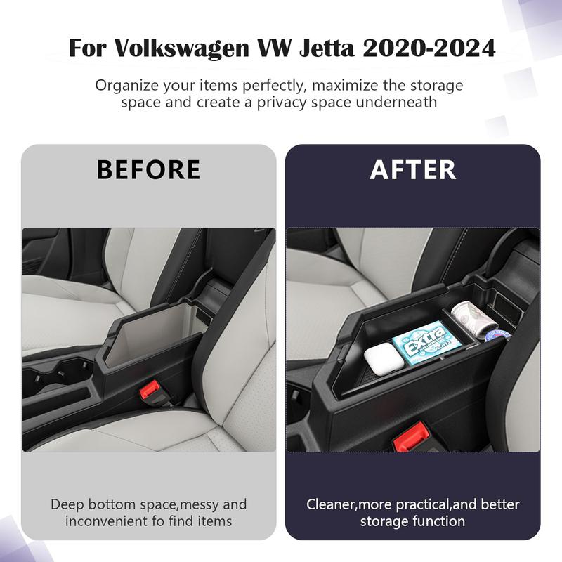 Center Console Organizer Tray for Volkswagen Jetta VW -2024 2025 Armrest Storage Box Car ABS Accessories ert Storage Box