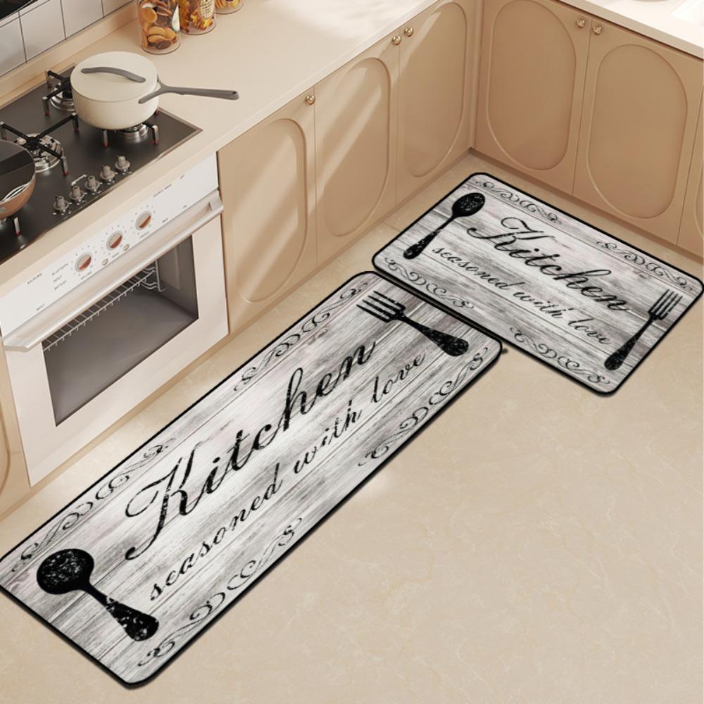 Tableware Pattern Kitchen Runner Rug Non-slip Doormat Kitchen Carpet Floor Mat  Entrance