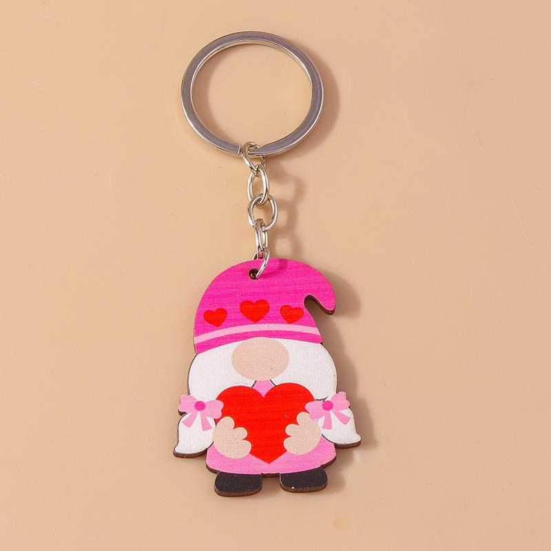 Romantic Wood Keychain Charms Love Heart Lip Keyrings Pendants for Women Girls Handbag Decor DIY Valentine's Day Key Chain Gifts