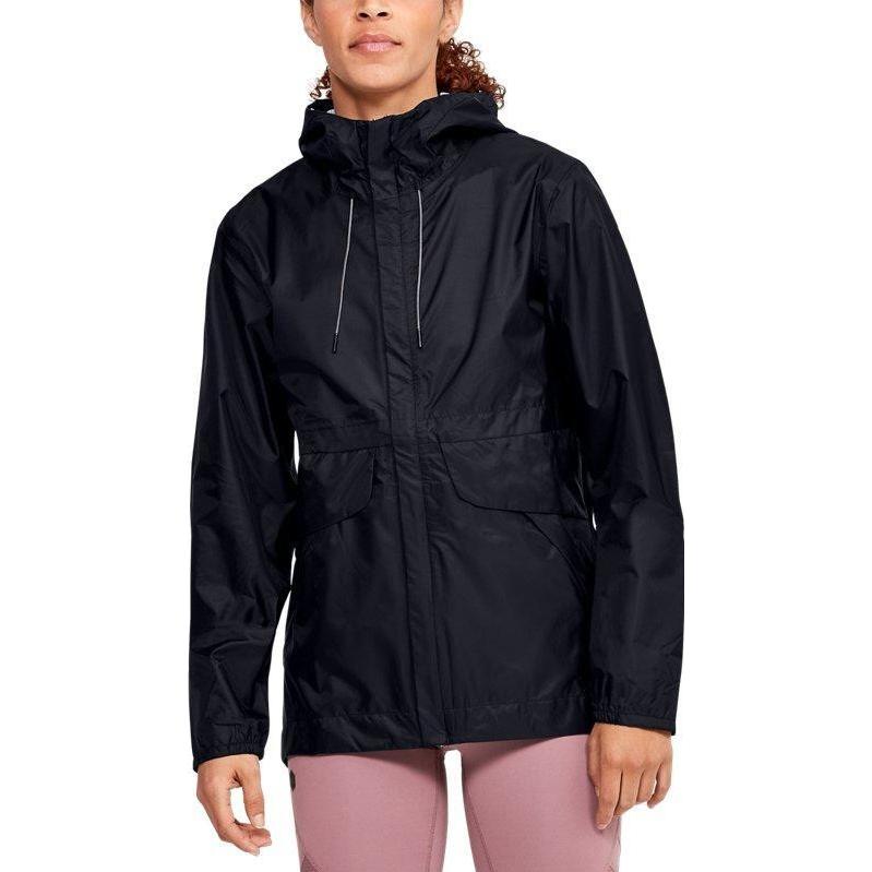 Under Armour Jednofarebná športová vetruodolná priedušná bunda s kapucňou Dámska bunda Čierna 1350954-001