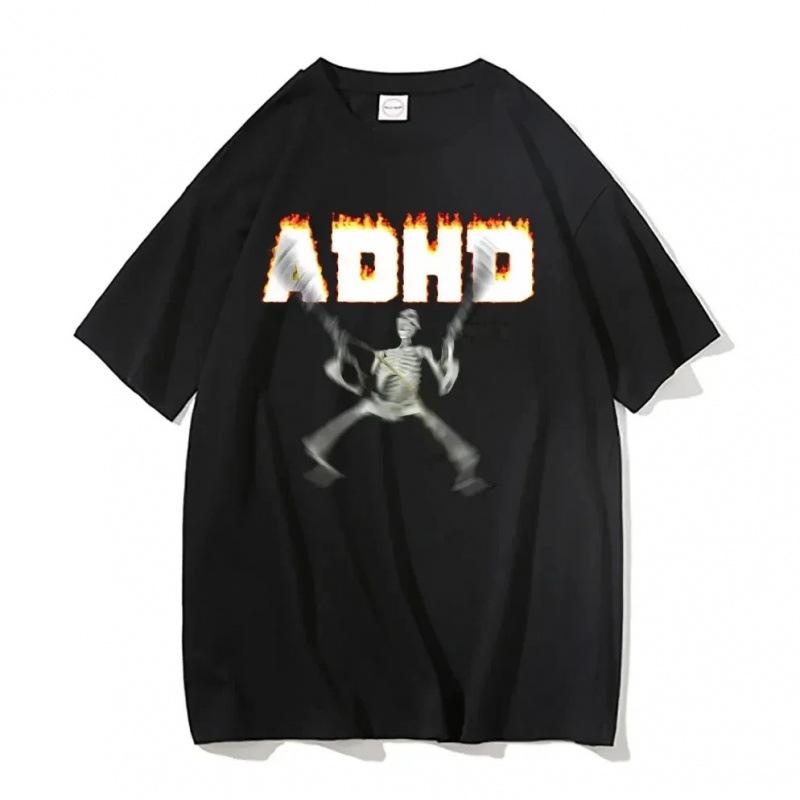 Adhd Skeleton Meme T-shirts Classic Vintage Humo S чёрный