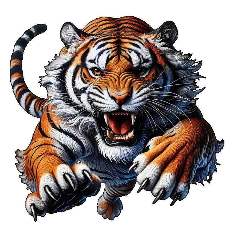 Tiger Graphic T Shirt Black Tiger Animal Print for Casual Wear