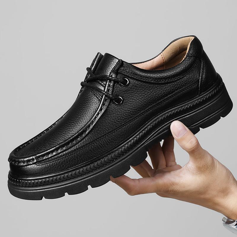 Fashion 2024 Autumn Men Casual Shoes Genuine Leather Work Shoes Male Lace-up Flats Sneakers Platform Versatile Business Dress Shoes