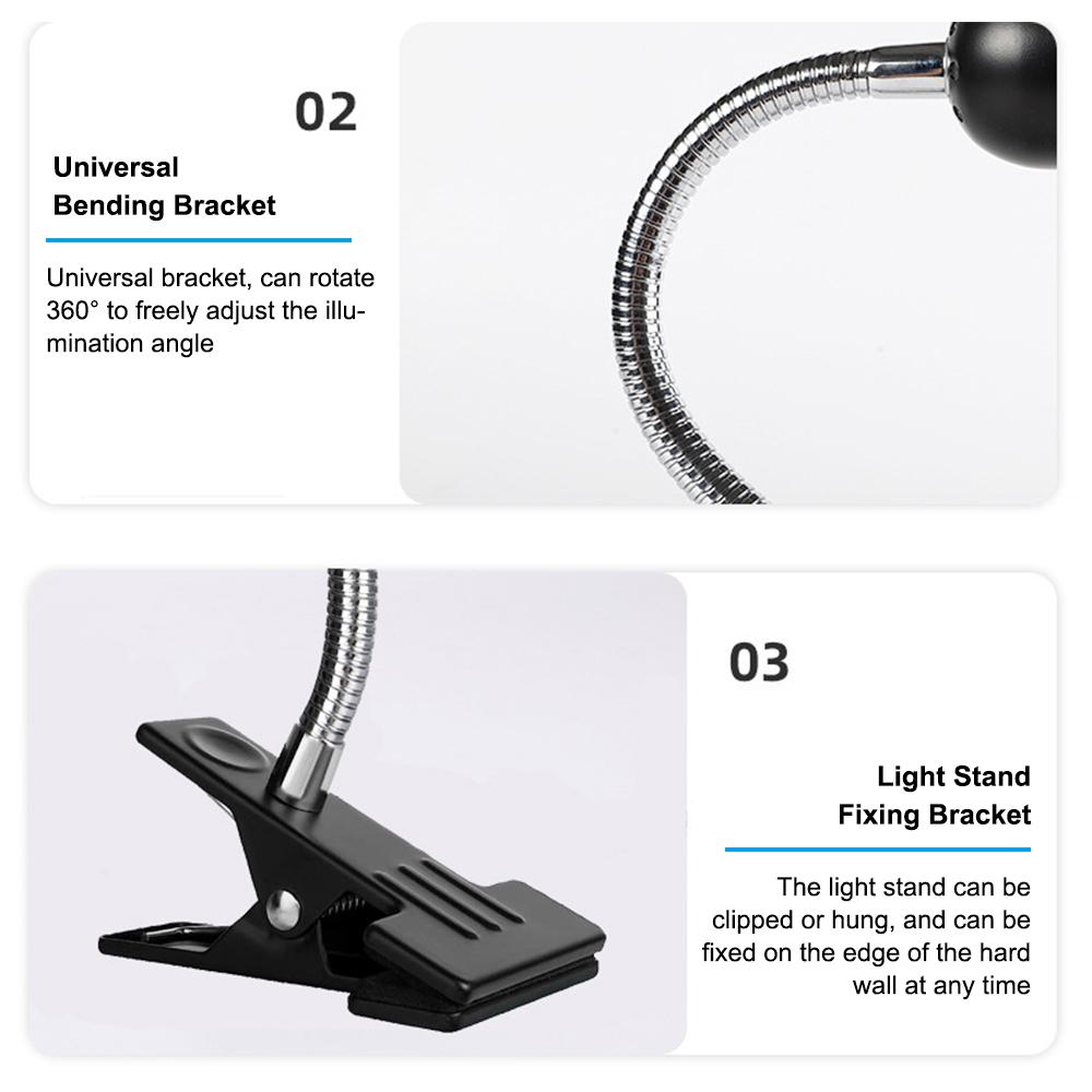 Reptile Heat Lamp Rotating Reptile Light Bracket with Clamp UVA/UVB Heating Lamp Bulb 25W/50W/75W