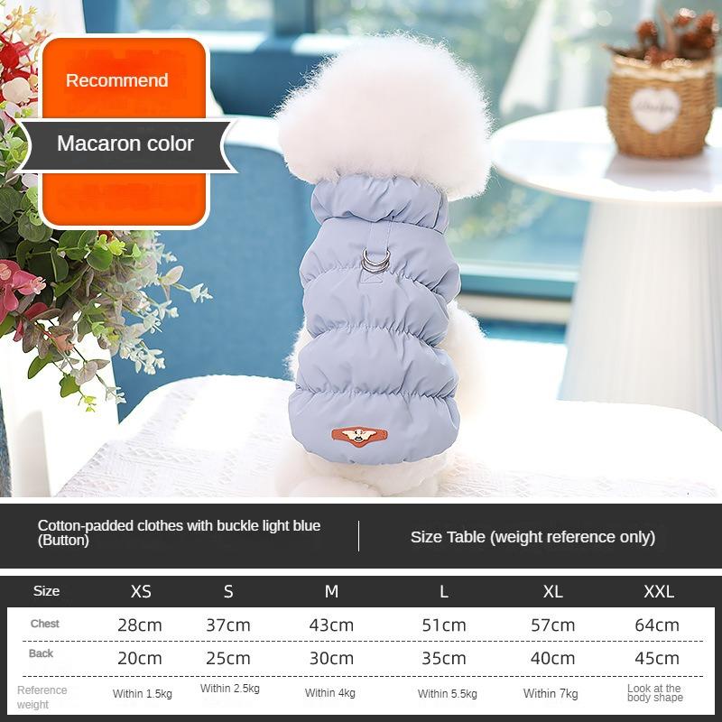 Coat for Small Medium Dogs D-RING Cat Jacket Soft Warm Winter Padded Fleece Puppy Pet Clothes