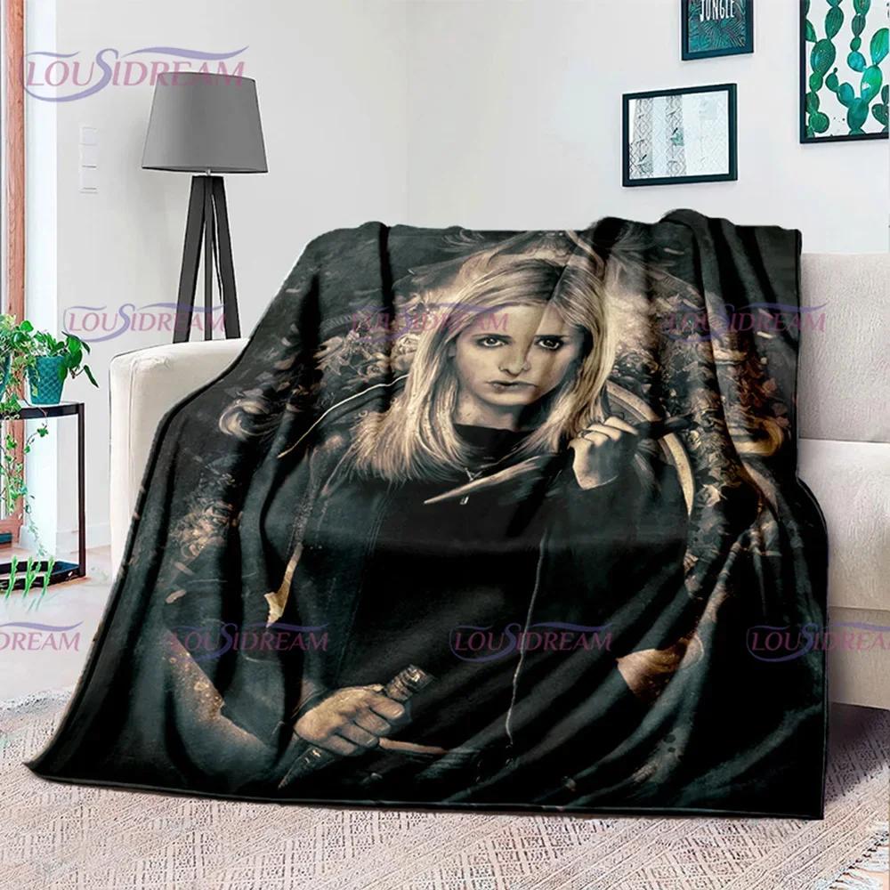 American Drama Vampire Slayer Buffy Soft Flannel Blanket Family Picnic Blanket for Kids Plush Flanner Throw Blanket Sofa Bedding
