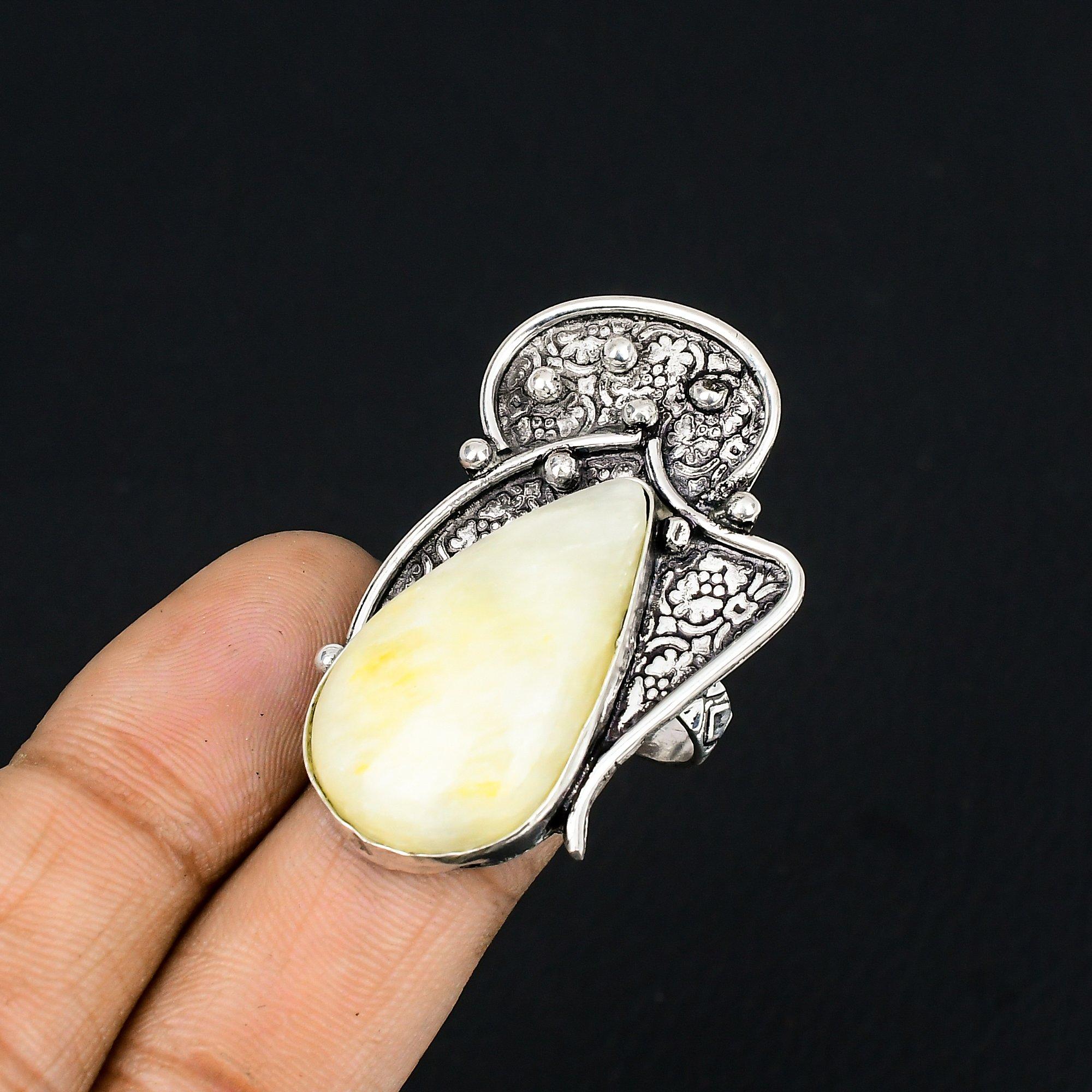 Natural Plume Agate Gemstone Solitaire Ring Size 8 925 Sterling Silver For Girls 8