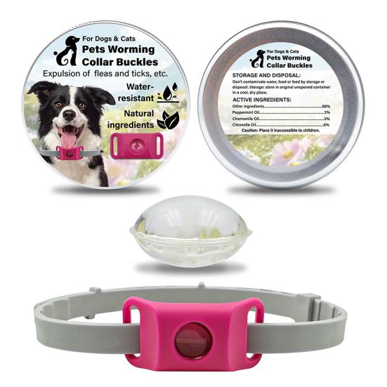 Flea Prevention Tag for Dogs Natural Ingredients Tick Repellent Tag Waterproof Collar Tag with 2 Refills Adjustable for Small Medium And Large Dogs
