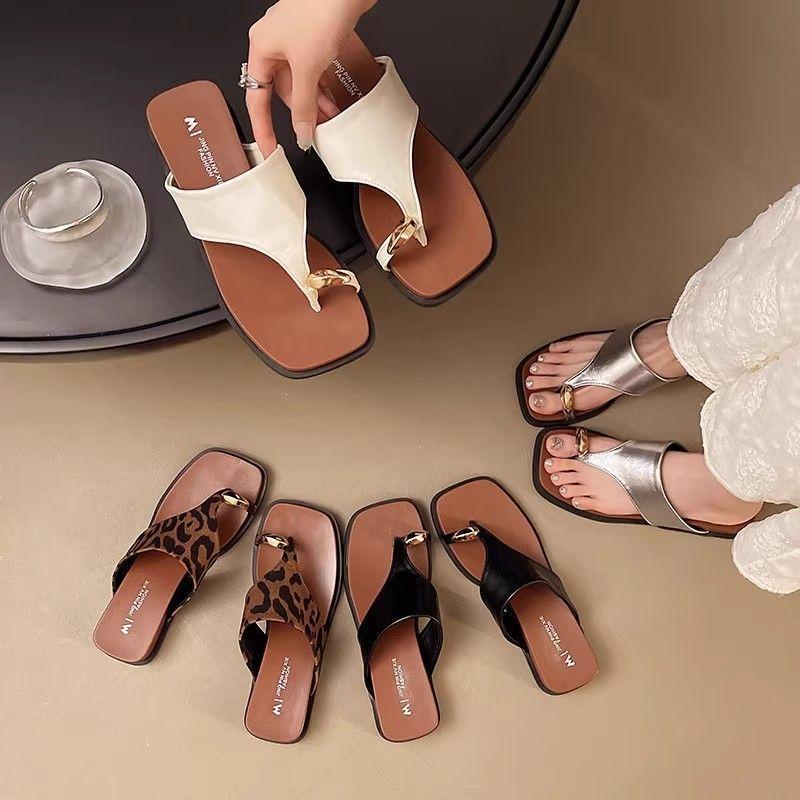 Fashion super hot French with skirt slippers women's 2025 summer new flip flops wedge sandals women's summer wear