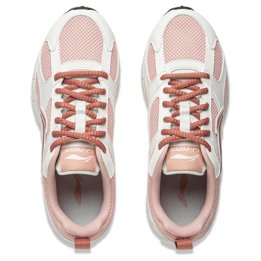 New LiNing Cushioning Slip Resistant Abrasion Resistant Breathable Low Top Running Shoes Women's White Pink ARSU068-4