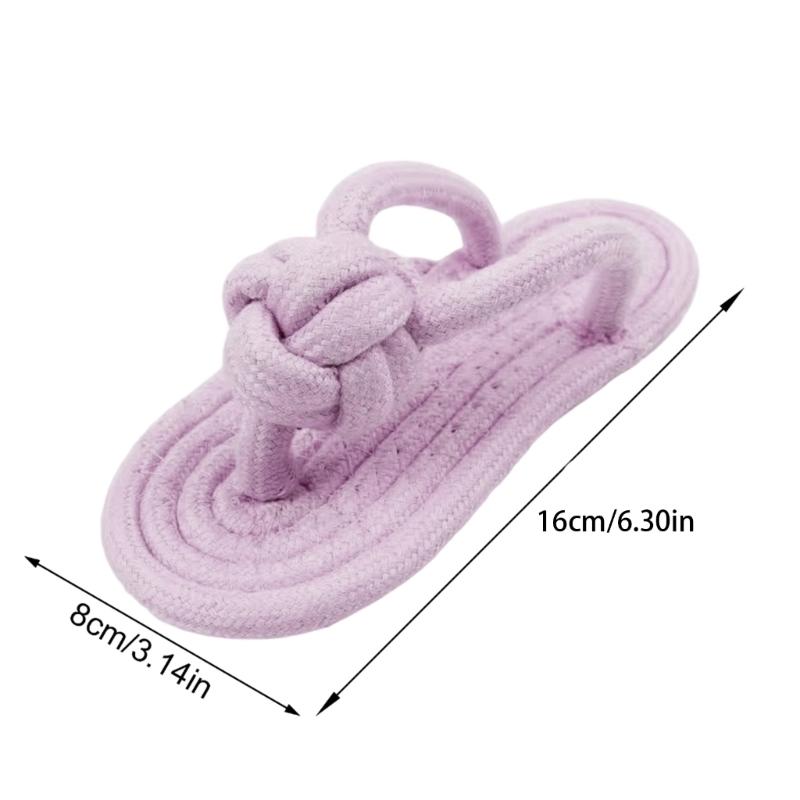 Handmade Braided Cotton Rope Dog Toy Slipper for Small Puppies Chew Resistant Dental Cleaning Teeth Healths Playing Fun