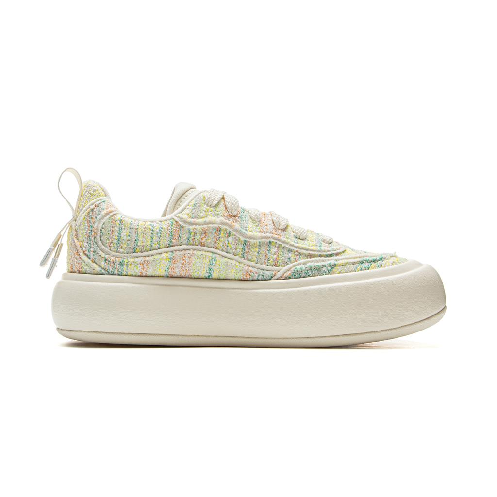 LiNing Puff Platform Coverage Anti-Slip And Wear-Resistant Low-Top Skateboard Shoes Women's Yellow Rice AZGV044-4