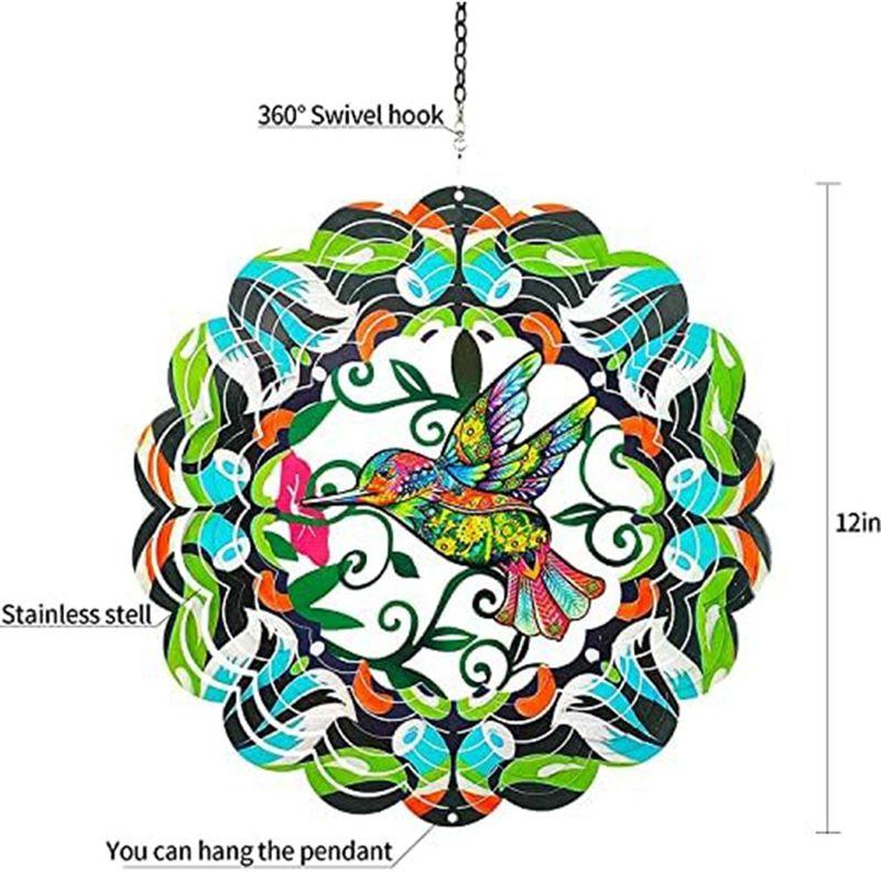 A20F-Bird Metal Wind Spinner Hanging Wind Spinner Suitable For Outdoor And Indoor Decoration, Rotating Wind Chimes