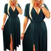 Long Bottle Green Maxi Dress With Envelope Covering Plus Sizes Xxl