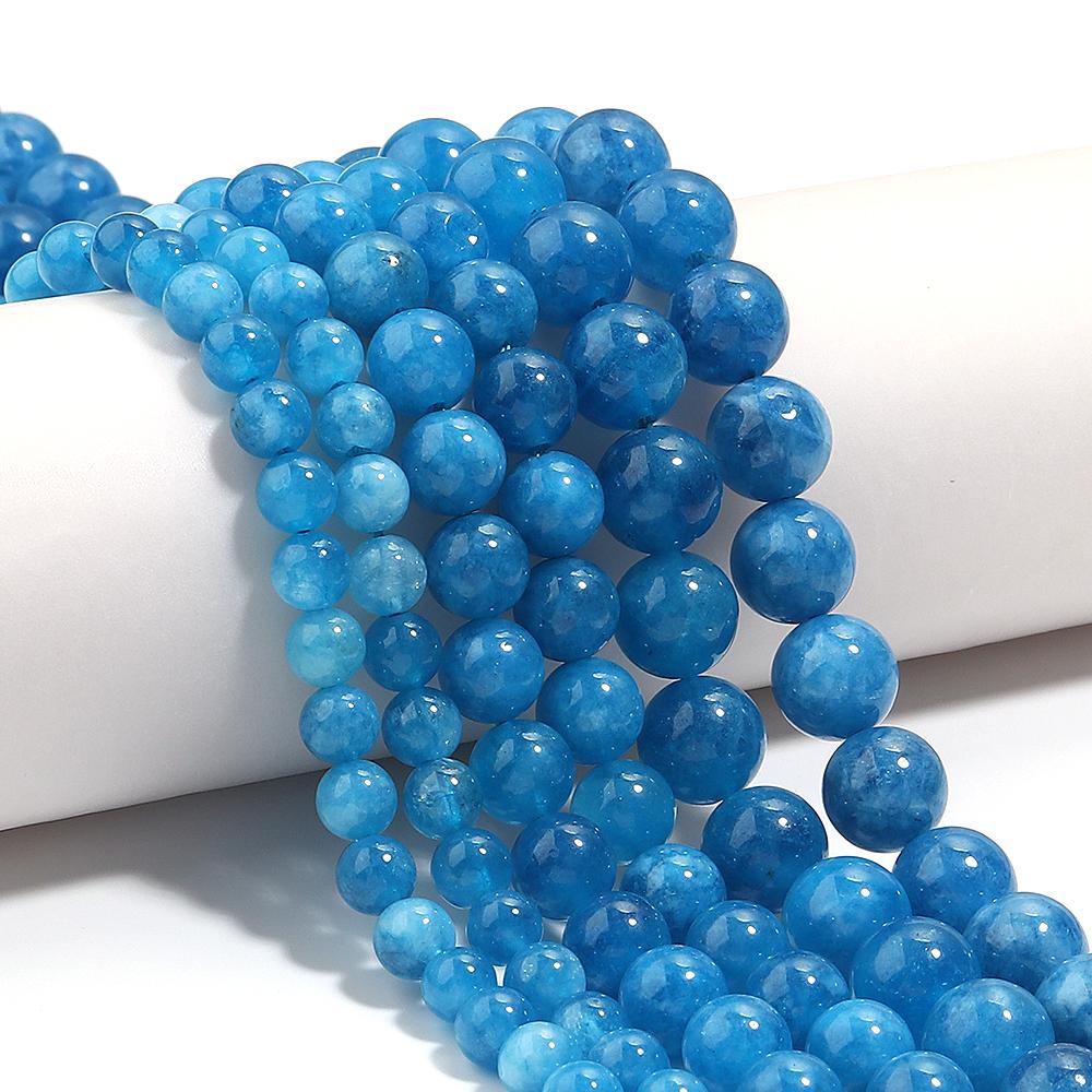 6 8 10mm Natural Apatite Stone Beads Blue Round Loose Spacer Beads For Jewelry Making DIY Crafts Bracelets Necklace Accessories