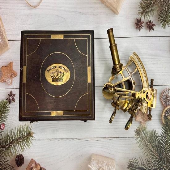 Nautical Sextant  Custom Engraved Gift  Brass Sextant With Telescope  Working Compass,  Anniversary Gift, Navy Veteran Gift