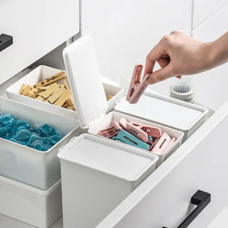 Household Storage Baskets Bottle Laundry Powder Storage Box Covered Washing Powder Laundry Powder Boxes Storage