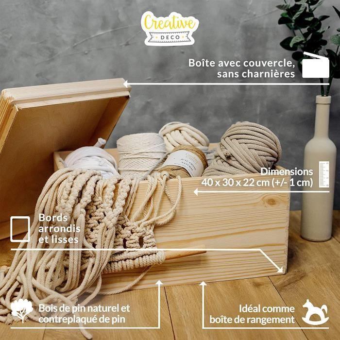 Boite de rangement en bois Creative Deco - 40 x 30 x 22 cm - Boîte à Souvenirs personnalisable