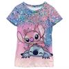 Nowa Kawaii Lilo Stitch Koszulka z Kreskówką Dzieci Dzieci Stitch Urocza Koszulka Manga Y2k Graficzna Koszulka Dziewczynka Chłopiec Góra Koszulki Lilo Stich