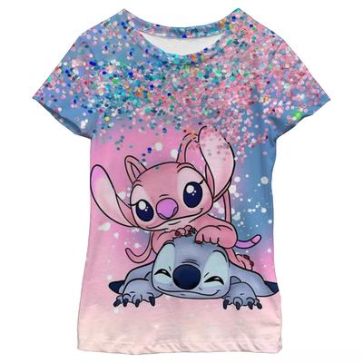 Nouveau T-shirt Kawaii Lilo Stitch Dessin Animé Enfants Enfants Stitch Mignon Manga T-shirt Y2k Graphique T-shirt Fille Garçon Hauts T-shirts Lilo Stich