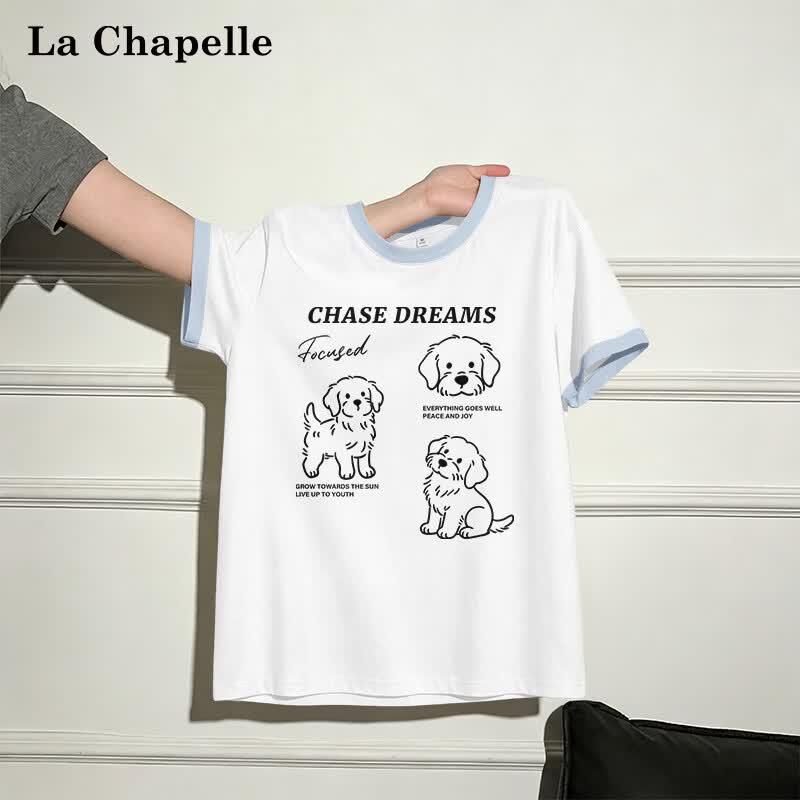 

La Chapelle Women s Cartoon Golden Retriever Print Cotton T-shirt S