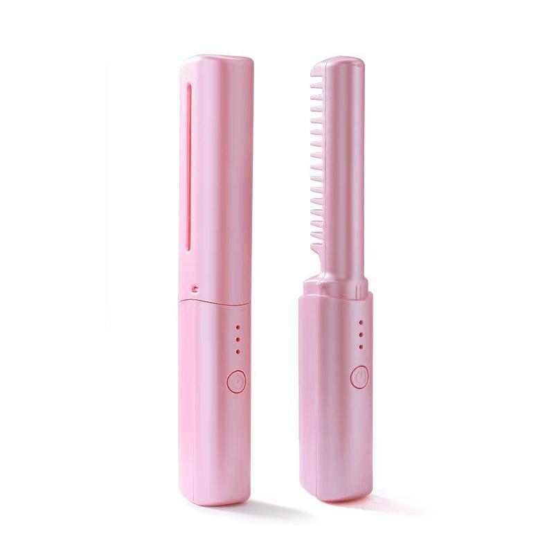 Mini Portable Hair Straightening Comb 2 in 1 Straight Curling Anti Frizz Easy to Carry Travel Friendly Hair Styling Accessory