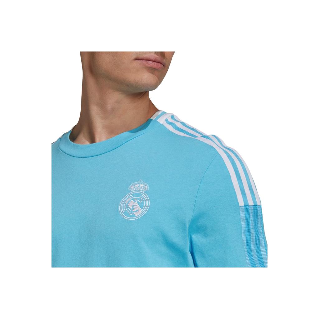 Adidas Real Madrid Football Sports Round Neck Short Sleeve T-Shirt Men Tops Light-Blue GL0051