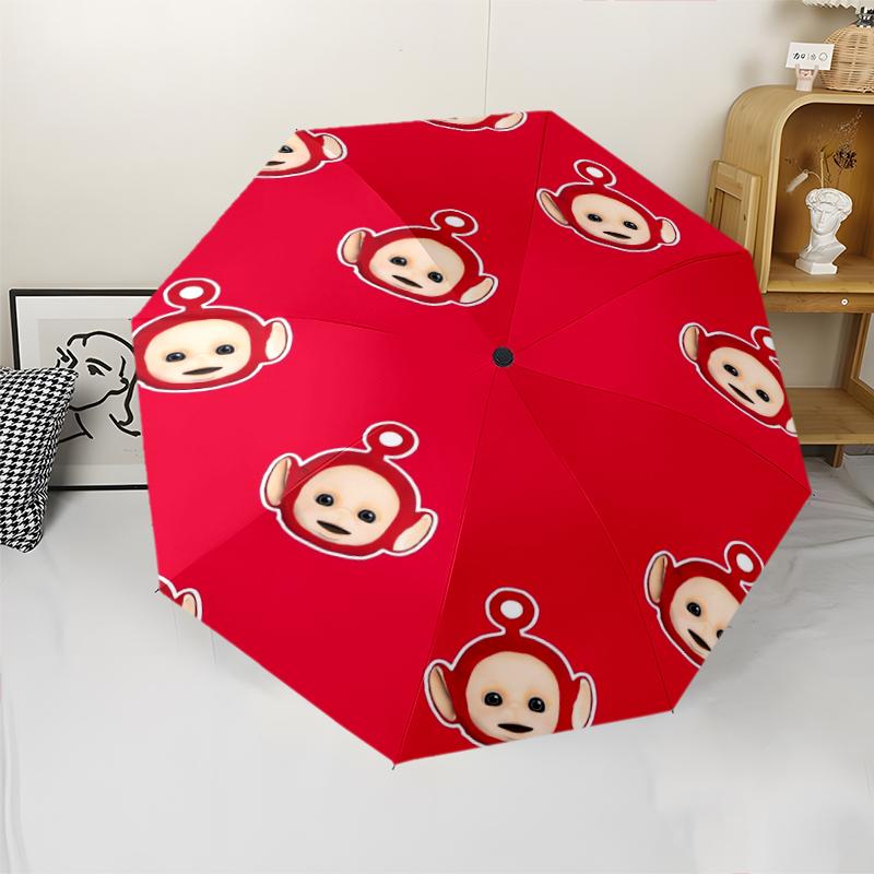 Teletubbies Theme Automatic Umbrella, Lightweight & Portable, 8 Rib, Perfect for Outdoor Travel, Birthdays, Christmas, Gifts.
