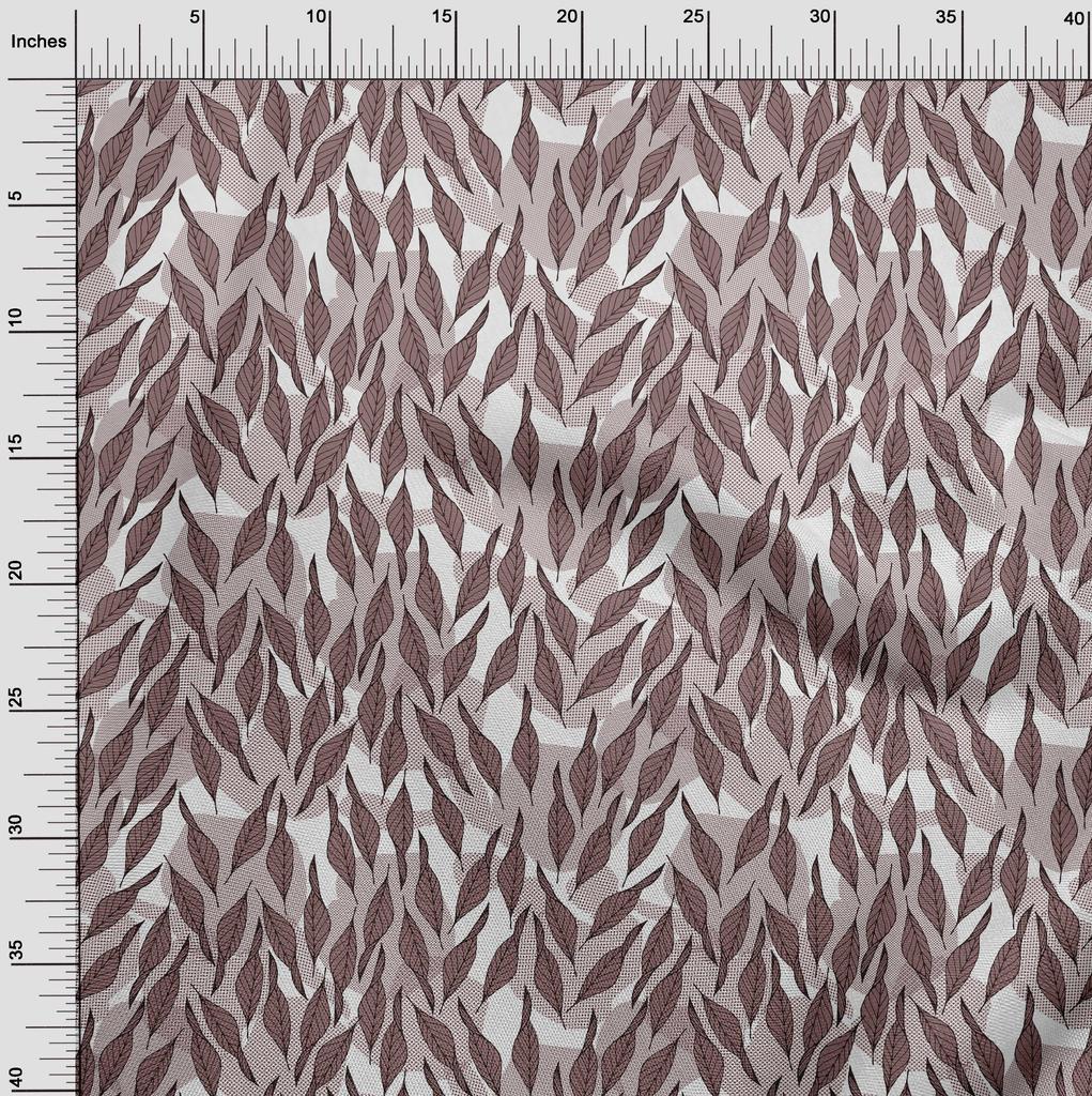 oneOone Cotton Cambric Dark Rose Brown Fabric Leaves Dress Material Fabric Print Fabric By The Yard 42 Inch