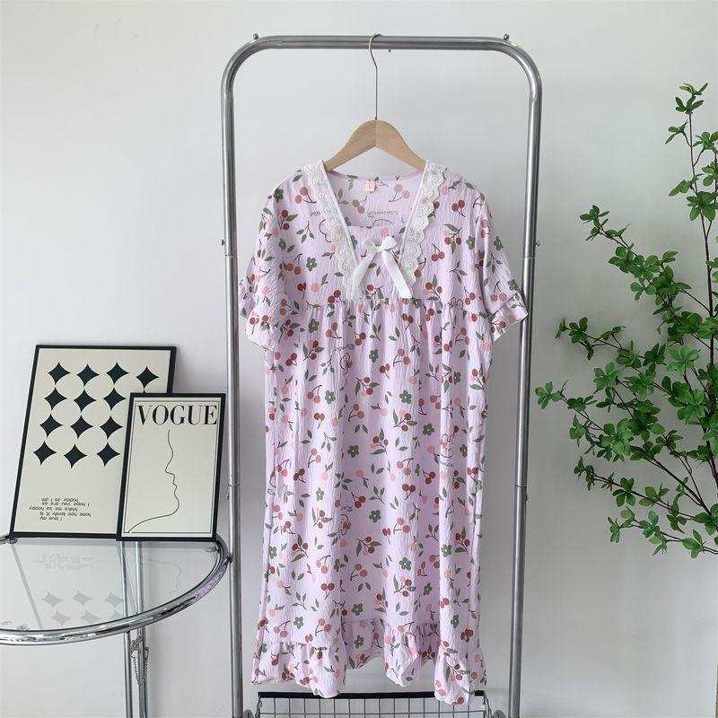 Princess Style Nightdress for Women Summer Cloud Cotton Short Sleeve Cute New Arrival Sweet Ins Style Dress Plus Size Pajamas for Women